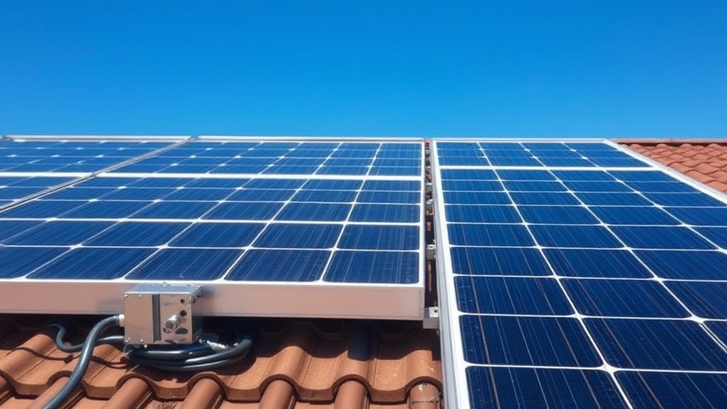 Rooftop solar panels with mounting rails being installed on an Australian house