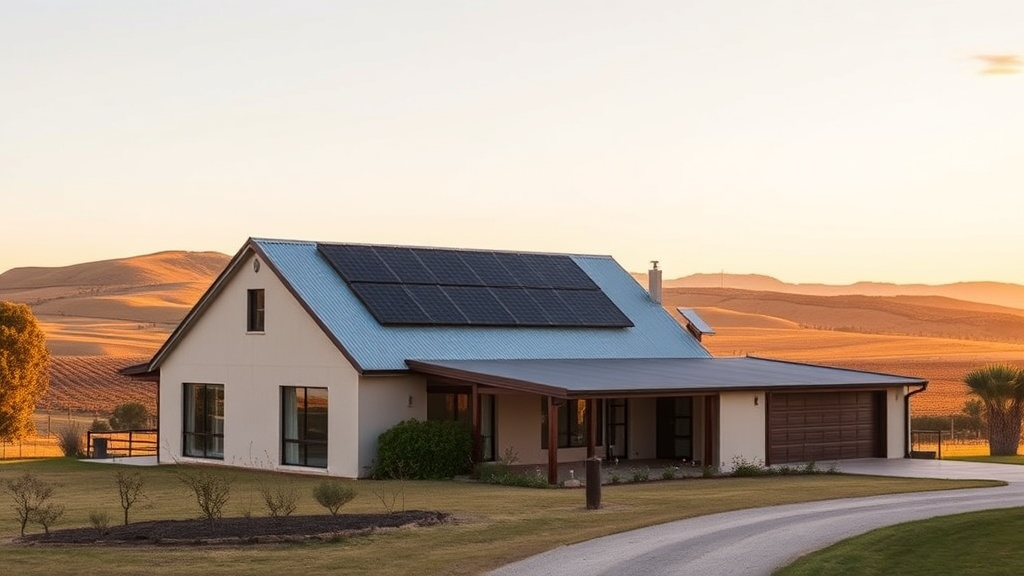 Clare Valley home on a large block with rooftop solar panels and a home battery near vineyards