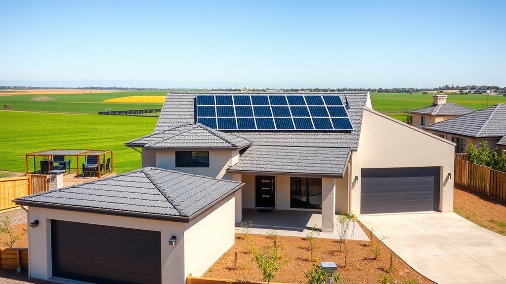 New-build Two Wells home with rooftop solar panels and a home battery in a northern Adelaide Plains estate